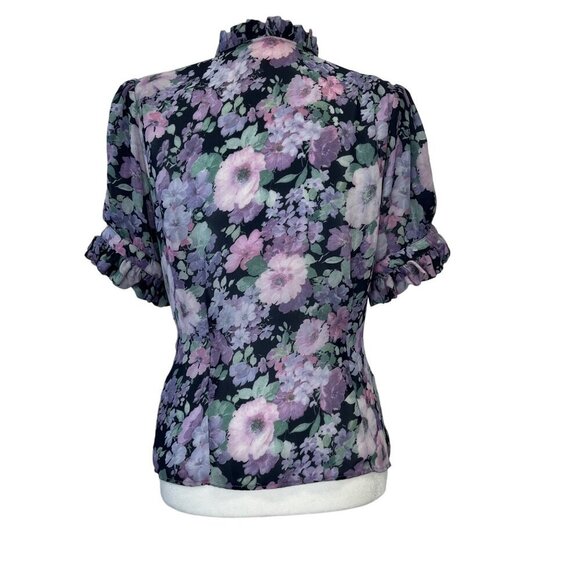 Selkie X Revolve Bistro Blouse Floral Purple Size Small Ladies Button Down - Picture 5 of 10